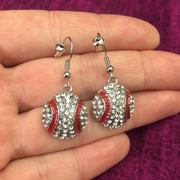 Crystal Rhinestone Baseball Earrings - Picture 8 of 8